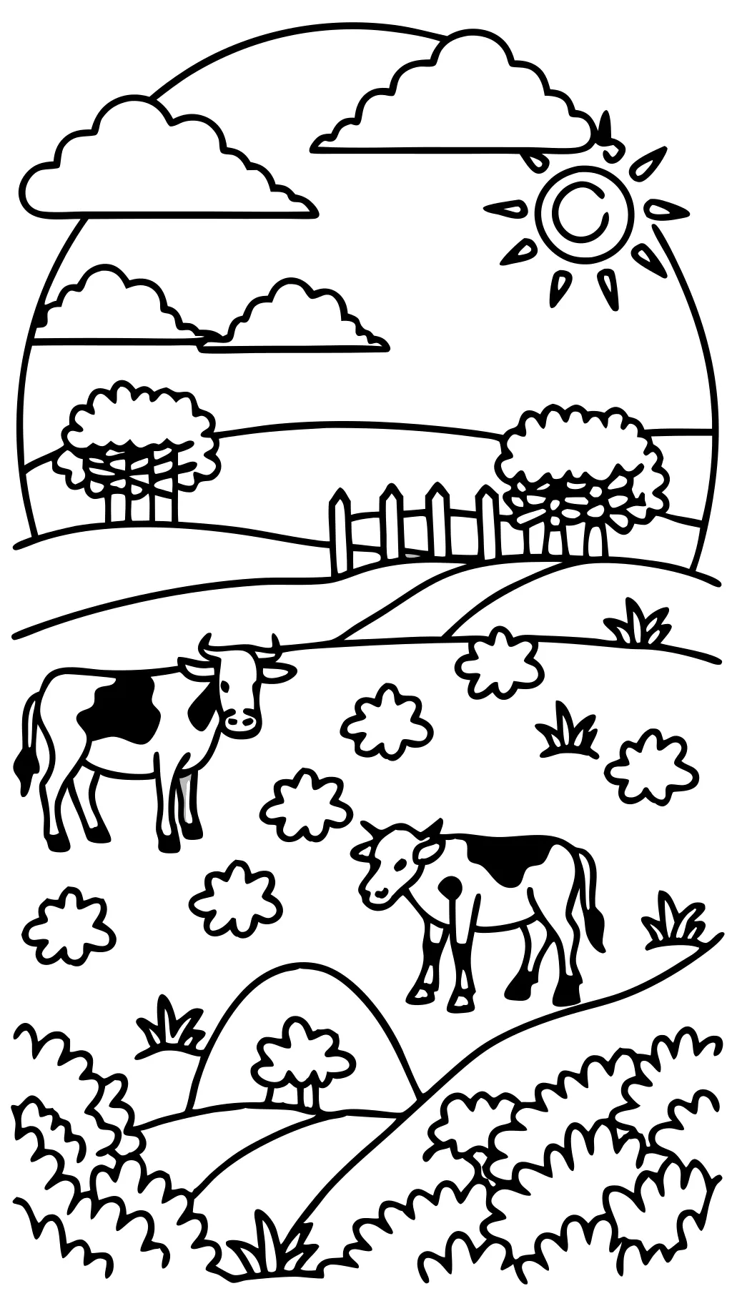 Página para colorear de vacas